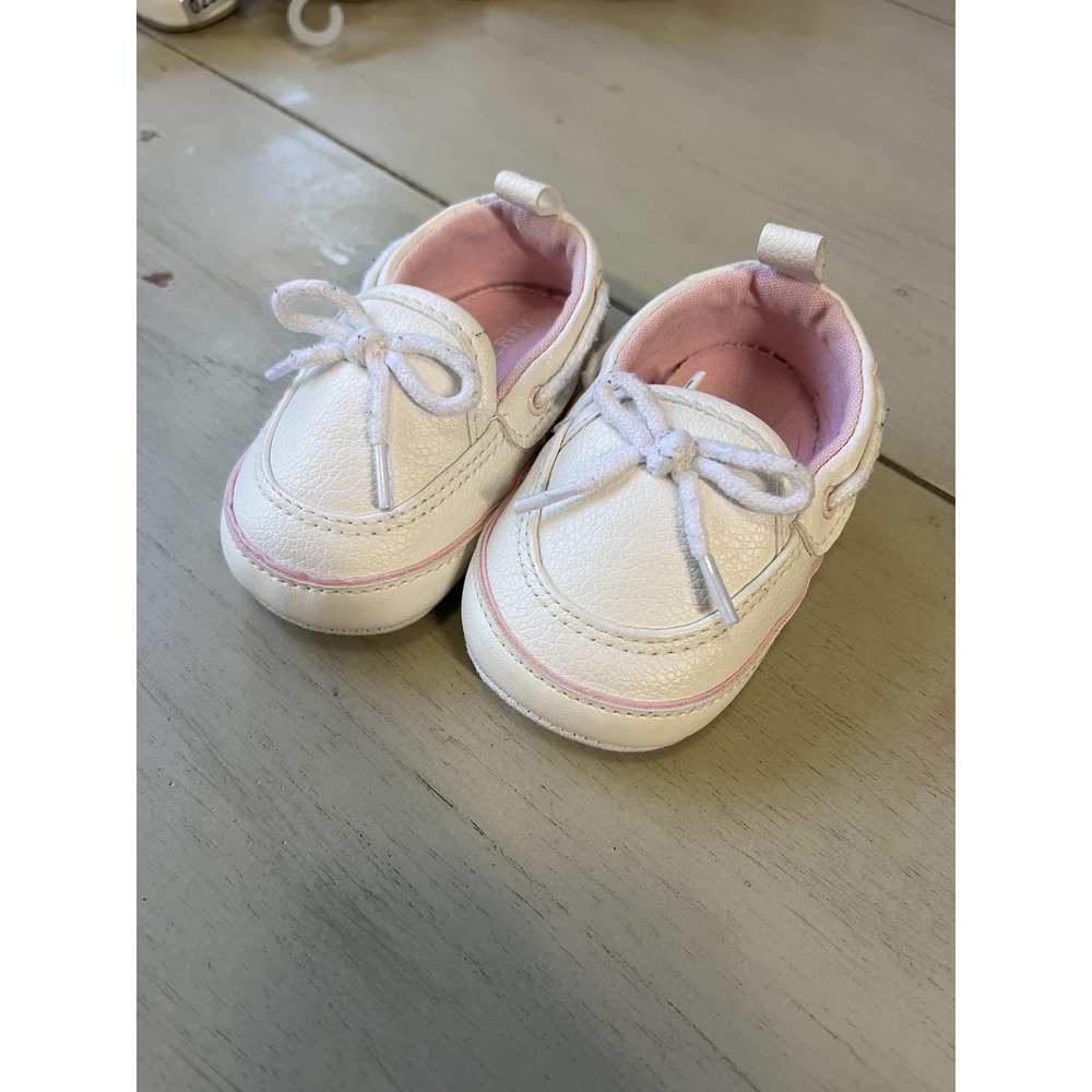 Sperry Top-Sider White Pink Infant Boat Shoes Crib Shoes Size 3C 6-9M 292